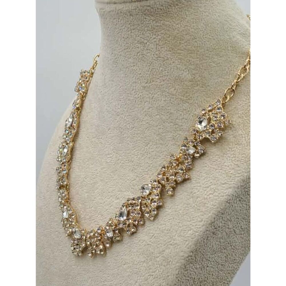 J Crew Gold Tone Clear Crystal Necklace NWOT! - Picture 9 of 12